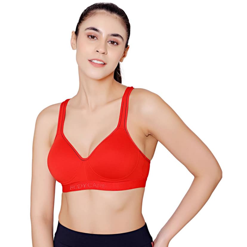 Bodycare cotton spandex wirefree adjustable straps seamless padded sports bra-1615B