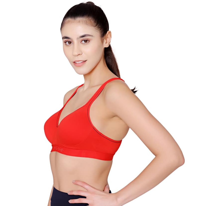 Bodycare cotton spandex wirefree adjustable straps seamless padded sports bra-1615B view 2