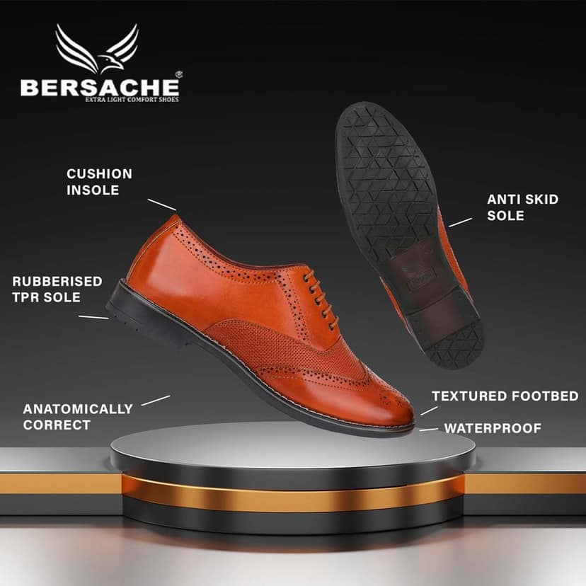 Bersache men Comfortable stylish trending formal shoe Derby For Men's view 5