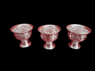 Set of 3 Silver-Plated Katori/Cups for Puja