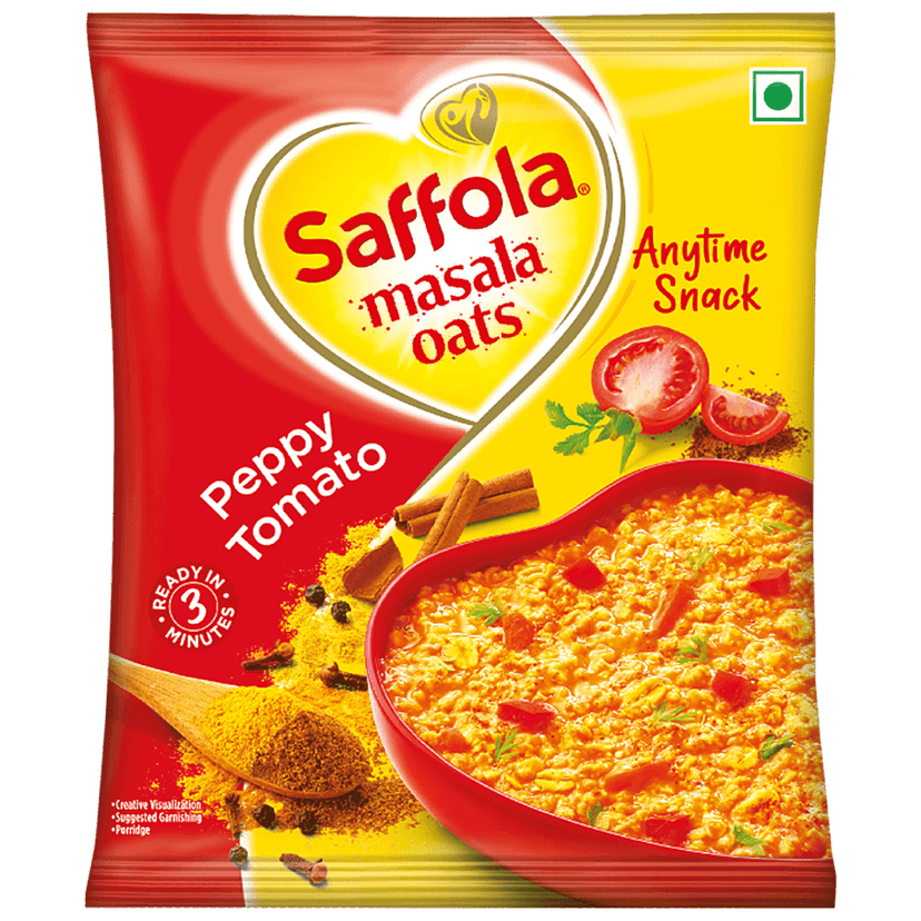 Saffola Masala Oats - Peppy Tomato, Fibre Rich, Healthy Snack, 38 G