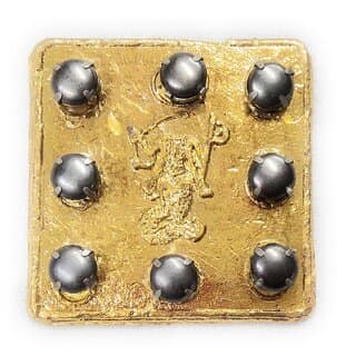 Ketu Yantra with Lehsunia (Cat's Eye) Stone in Gold Plated for Pooja and Wealth/Business, Status Prosperity view 2