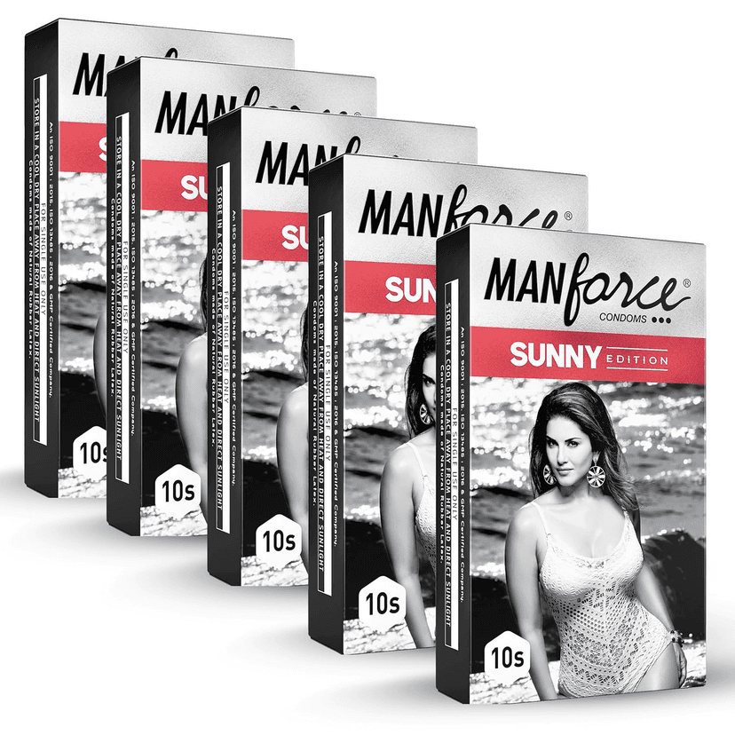 Manforce Ribbed & Dotted Sunny Edition Condoms 10 Pcs x Pack of 5 view 2