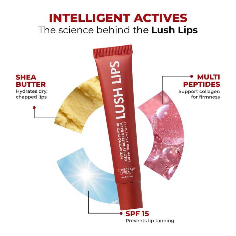 Conscious Chemist Peptide Lip Balm SPF15, Moisturizing & Sun Protection, Cherry Bubblegum Pack of 1 - 15g view 2
