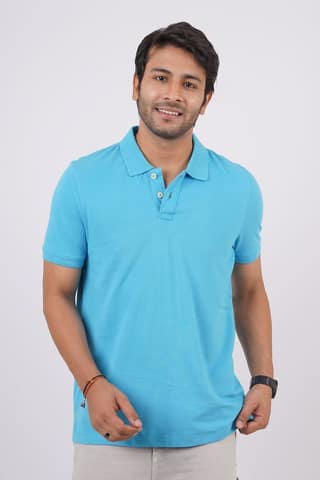 Men's MD Blue Solid Polo T-Shirt