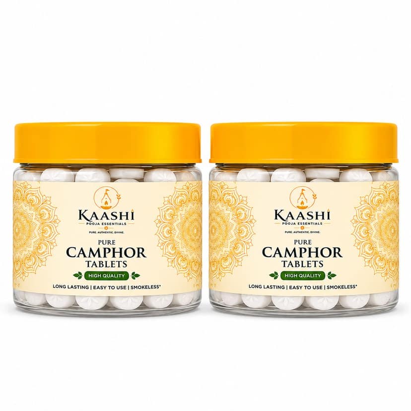 Kaashi High Quality Pure Camphor Tablets for Pooja - 50g Pack of 2 (100g)