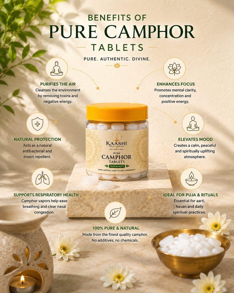 Kaashi High Quality Pure Camphor Tablets for Pooja - 50g Pack of 2 (100g) view 2