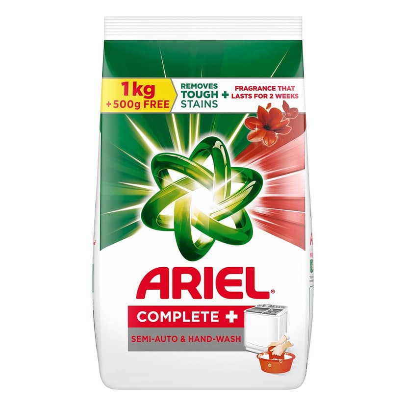 ARIEL COMPLETE SEMI AUTO & HAND WASH POWDER DETERGENT 1.5 KG