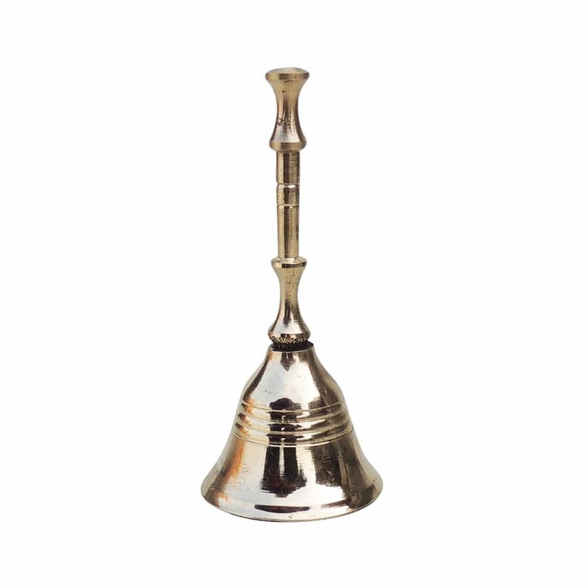 Brass Temple Hand Bell, Gol Dandi Ghanti No. 1, Height : 3.1 Inch (ZMAS183 A) view 2