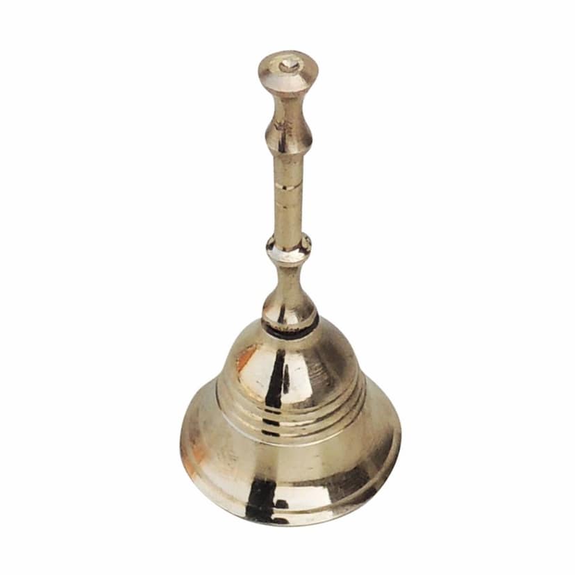Brass Temple Hand Bell, Gol Dandi Ghanti No. 1, Height : 3.1 Inch (ZMAS183 A) view 3
