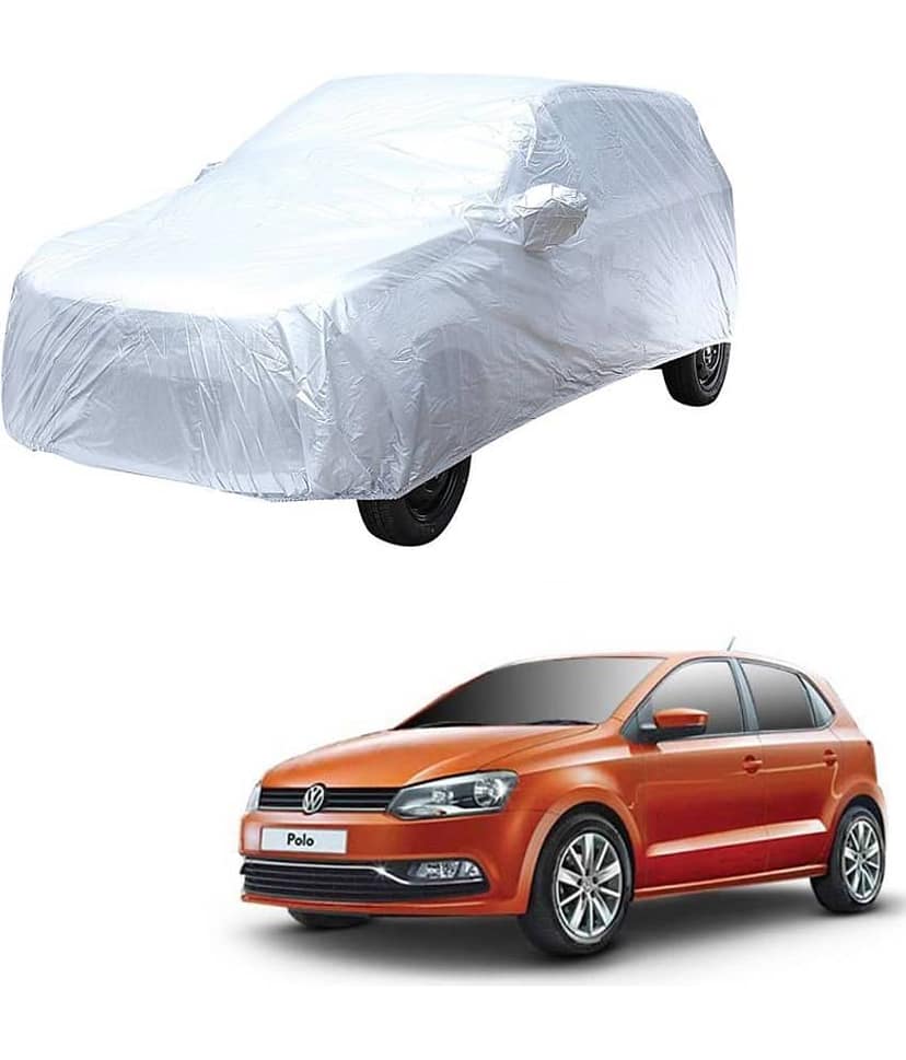 Autoretail Silver Color Car Cover With Mirror Pocket Polyster For Volkswagen Polo