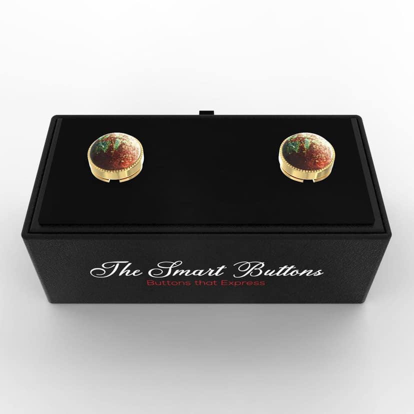 The Smart Buttons - Shirt Button Cover Cufflinks for Men - Earth Tones Design Pattern view 9