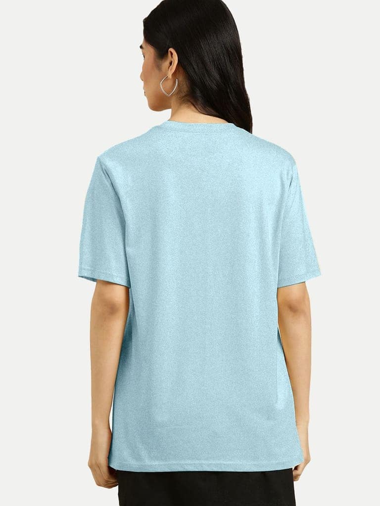 Women Light Blue Printed T- Shirts view 4