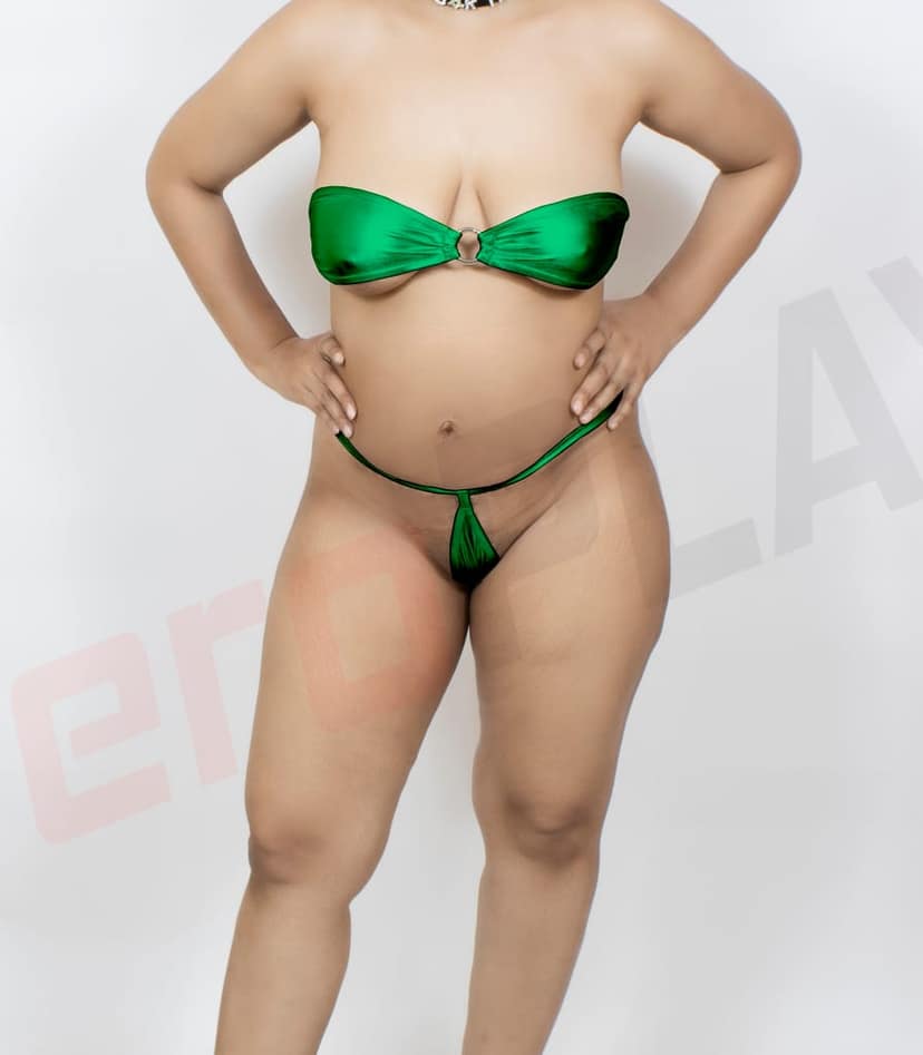 2pcs Green Tempting Shiny and Stretchy Beach, Swim and Honeyoon Wear Lingerie Set ( Free Size ) view 4