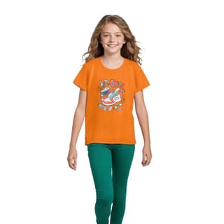Girls T shirt Cotton Vibrant Orange Beauty Queen