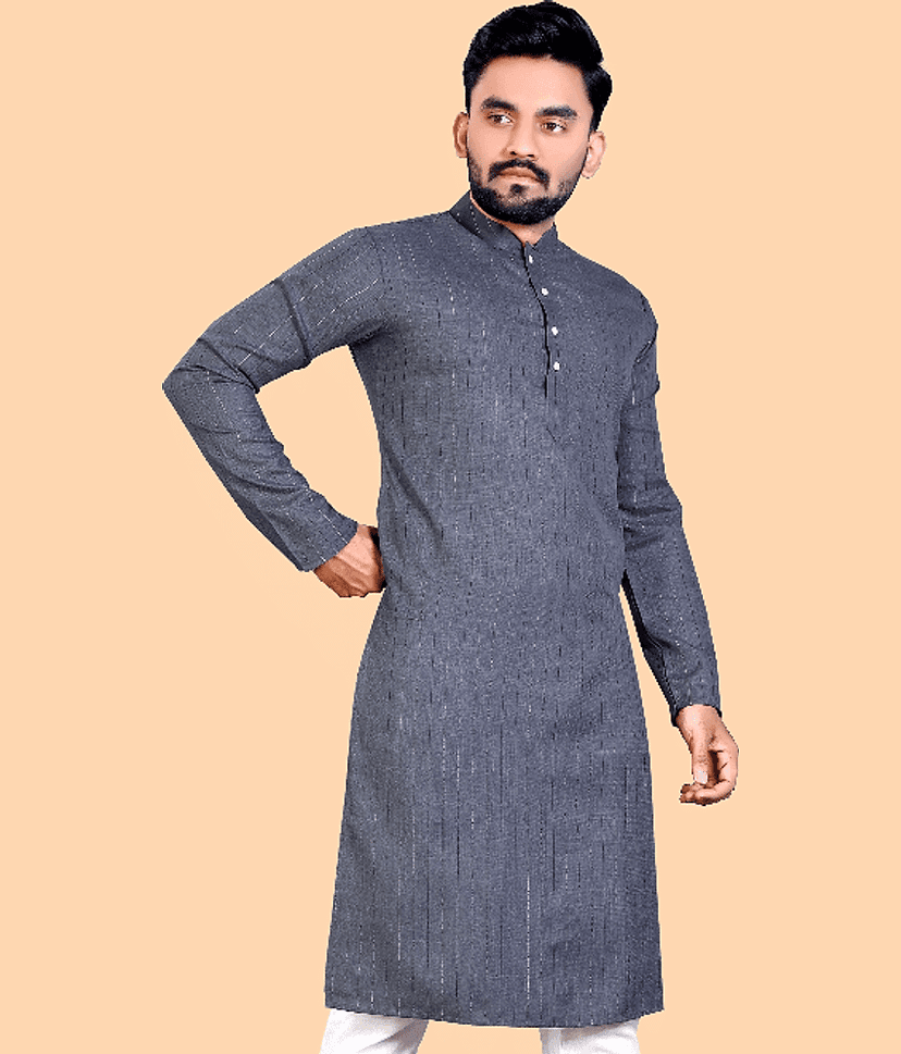 Balaji's - Grey Cotton Blend Men's Regular Kurta ( Pack of 1 )