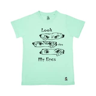 KUCHU Kids’ Unisex T-Shirt “Look Thru My Eyes” Digital Print | Cotton-Modal Blend | Super Soft, Breathable, Lightweight & Durable Casual Wear for Boys & Girls