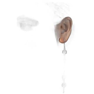 LOOK AND ADORN German Silver Long Floral Dangler Earrings in Silver by LOOK AND ADORN, Oxidised, Handmade, Lightweight