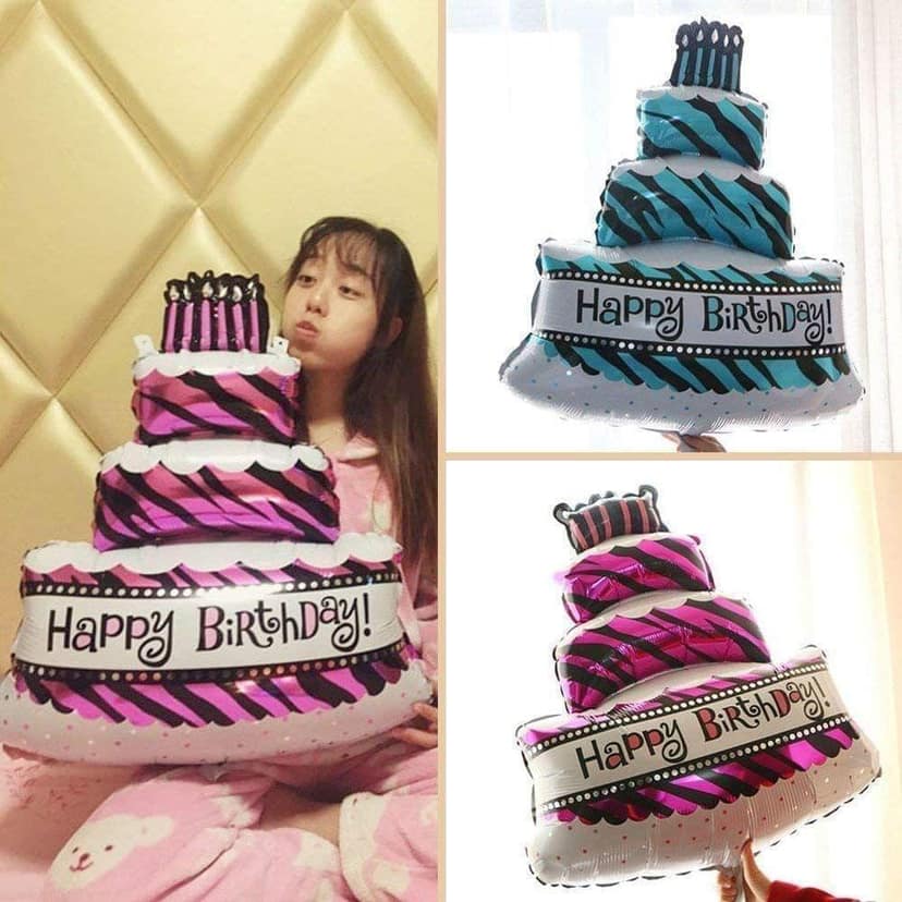 Ubals Happy Birthday Cake Shape Foil Balloon for Kids Party Decoration (Blue, 2) view 2