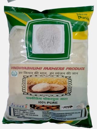 100% Pure Chakki Fresh Whole Wheat Flour | 1kg | Vindhyabhumi Farmers Produce