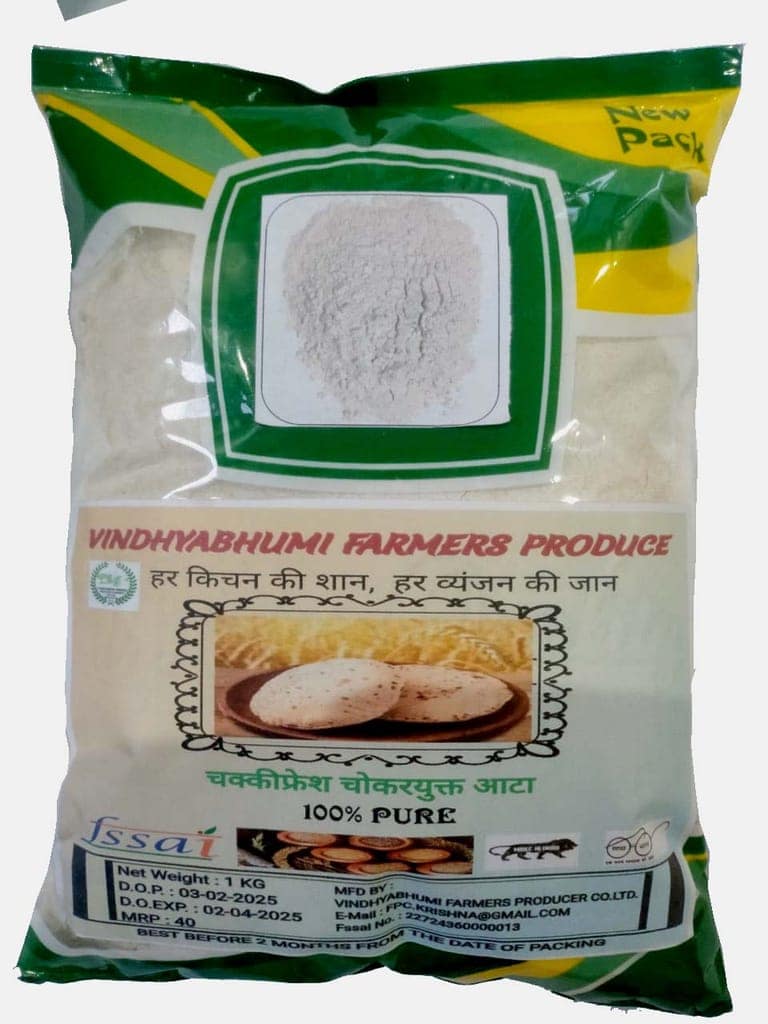 100% Pure Chakki Fresh Whole Wheat Flour | 1kg | Vindhyabhumi Farmers Produce