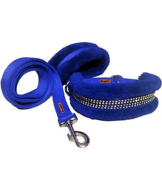 Petshop7 Nylon Nug Fur Padded Dog Collar and Dog Leash - Medium (Adjustable Neck Size : 14-17inch)