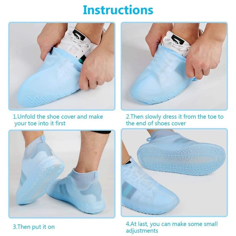 Non-Slip Silicone Rain Reusable Anti skid Waterproof Fordable Boot Shoe Cover (Mix Color) view 3