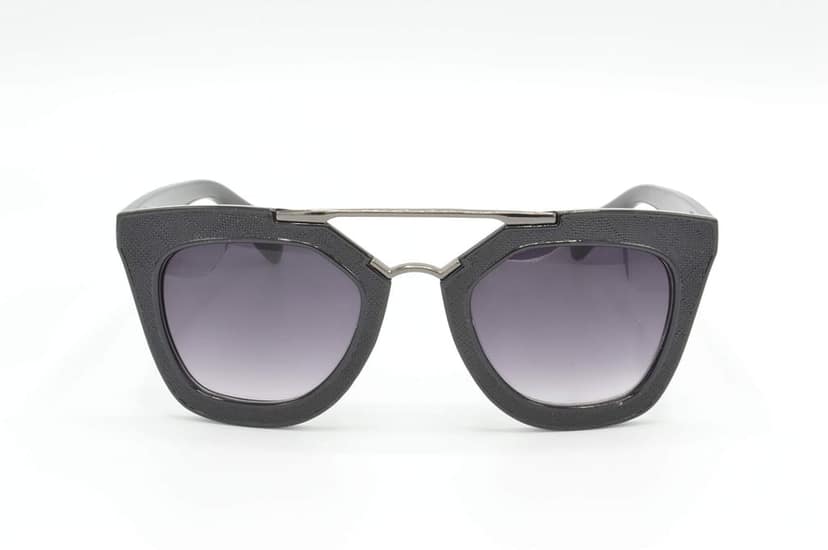 HRINKAR Unisex Rectangular Sunglasses Black & Golden Frame, Grey & Golden Lens (Medium) - Pack of 2 view 2