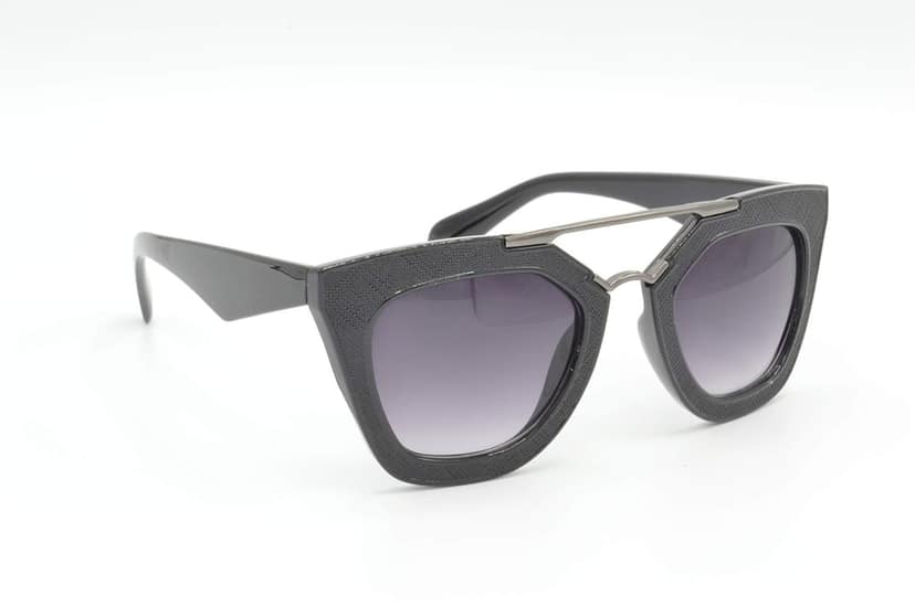 HRINKAR Unisex Rectangular Sunglasses Black & Golden Frame, Grey & Golden Lens (Medium) - Pack of 2 view 6