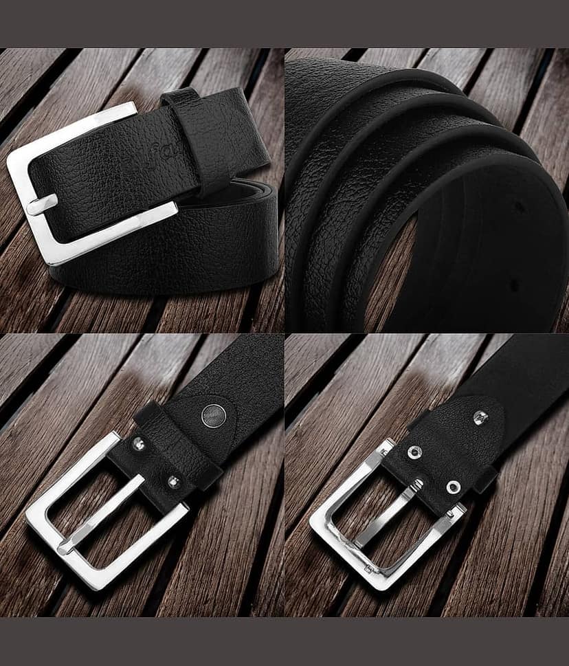 URBAN ALFAMI - Black Leather Men's Casual Belt ( Pack of 1 ) view 2