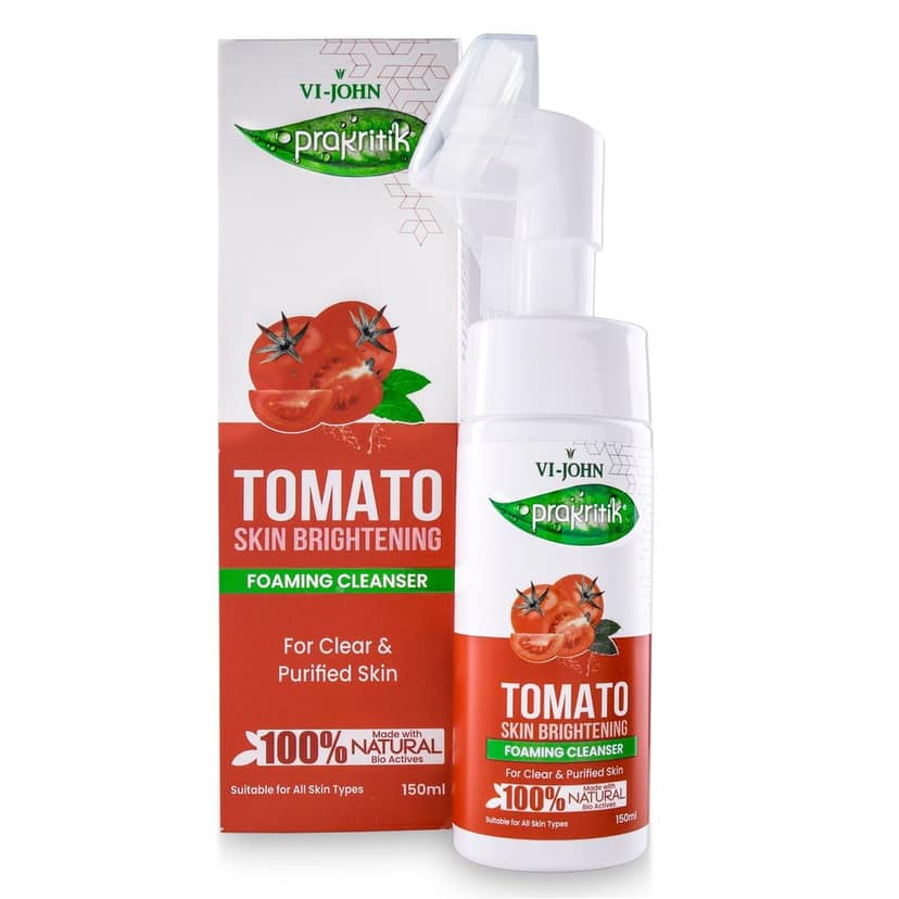 VI-JOHN PRAKRITIK Tomato Skin Brightening Foaming For Detans,100% Natural Bio Actives - 150ml Face Wash (150 ml)