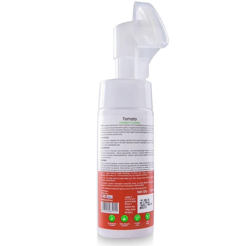 VI-JOHN PRAKRITIK Tomato Skin Brightening Foaming For Detans,100% Natural Bio Actives - 150ml Face Wash (150 ml) view 2