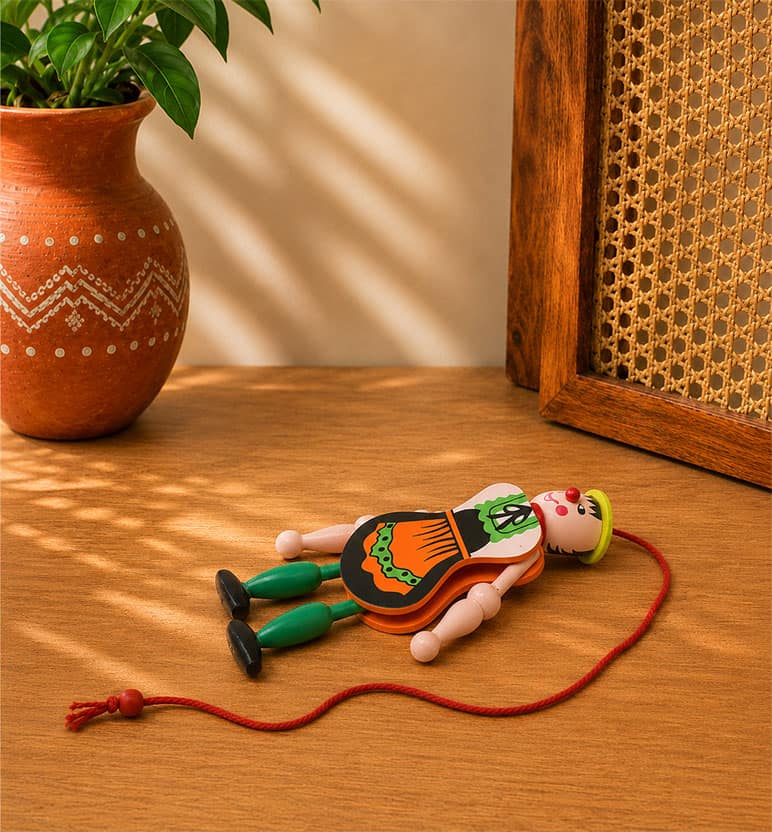 Handcrafted Lacquerware Wooden Joker String Puppet