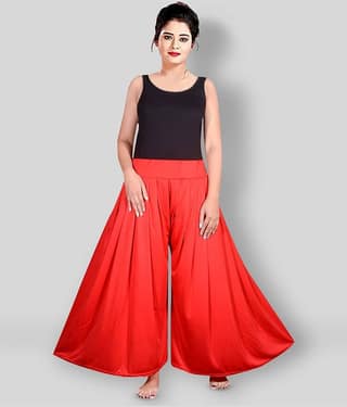 PURSA - Red Satin Flared Women's Palazzos ( Pack of 1 )