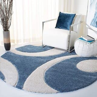 GALLERY HOME Silky Smooth Anti-Skid Shaggy Round Carpet with 2 inch Thickness (9 x 9 Round, Blue S4)