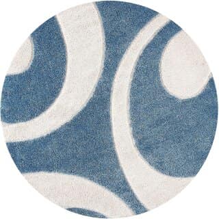 GALLERY HOME Silky Smooth Anti-Skid Shaggy Round Carpet with 2 inch Thickness (9 x 9 Round, Blue S4) view 2