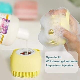 Body Scrubber with Soap Dispenser Brush, Silicone Exfoliating Brushes, Soft Body Exfoliator, Bath Loofah for Babies, Ki view 2