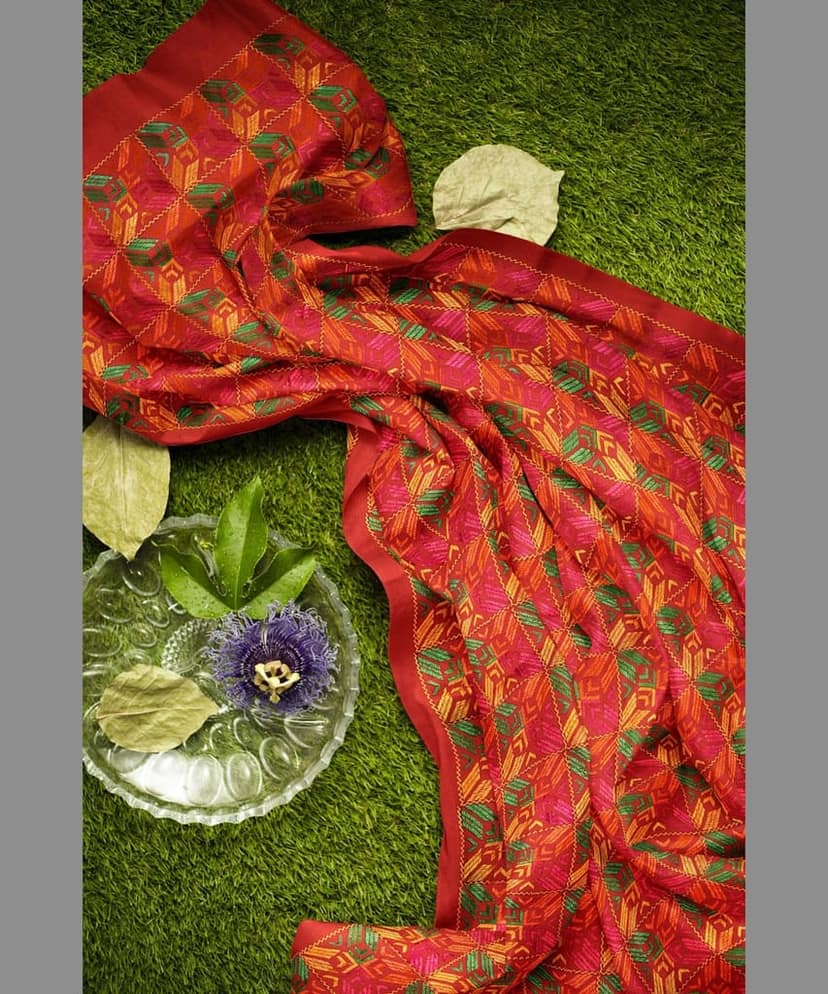 Kaseedaarts Handmade Multicolor Bagh (Wedding Dupatta for Women's 04) view 4