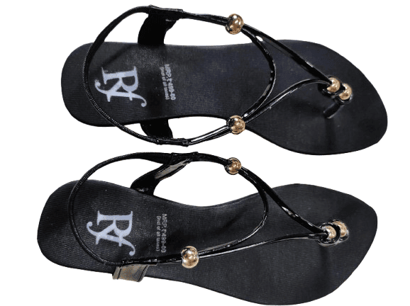 Black Beaded Strap Sandals view 3