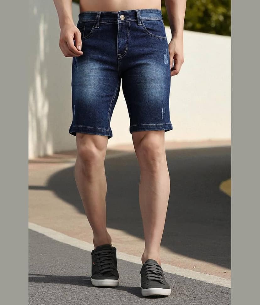 ZAYSH Navy Blue Cotton Blend Men's Denim Shorts ( Pack of 1 )