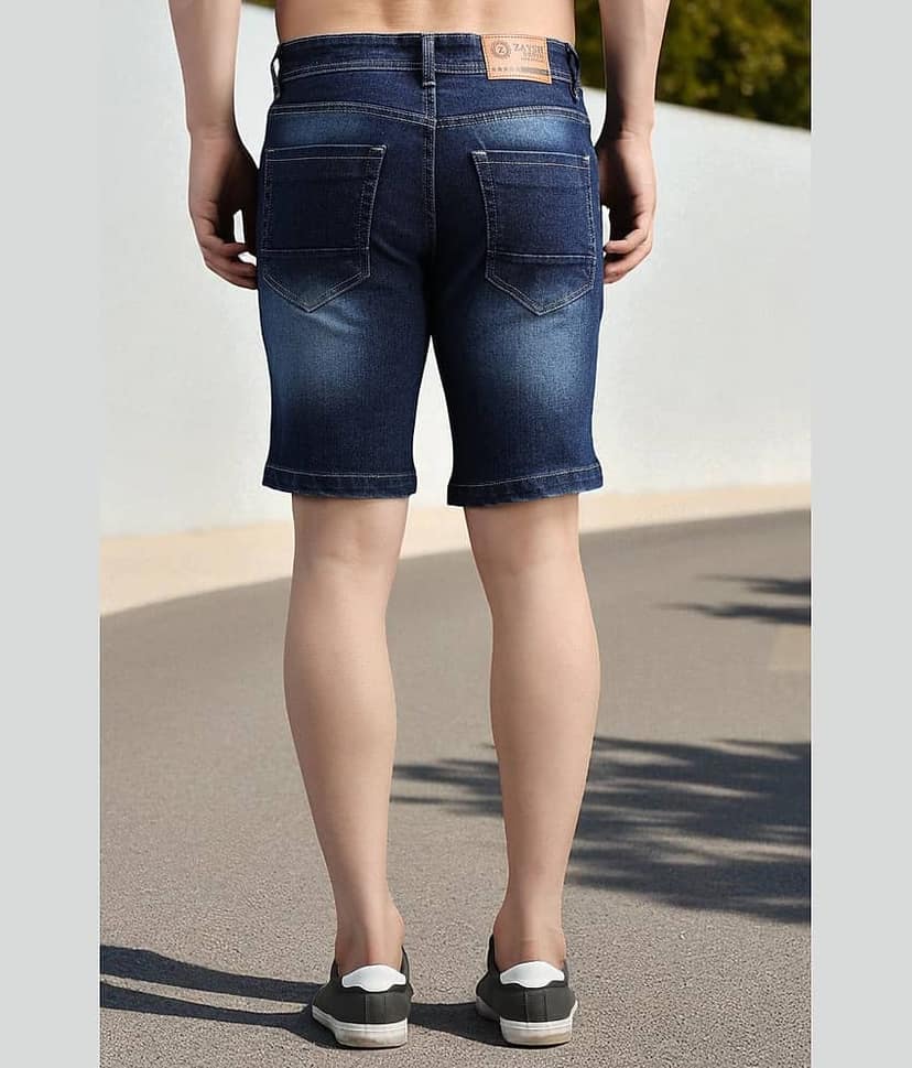 ZAYSH Navy Blue Cotton Blend Men's Denim Shorts ( Pack of 1 ) view 2