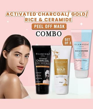 Glamveda Activate Charcoal, Rice & Ceramide & Gold Peel Off Mask, Remove Blackhead, Whitehead, 60g each (Pack of 3)