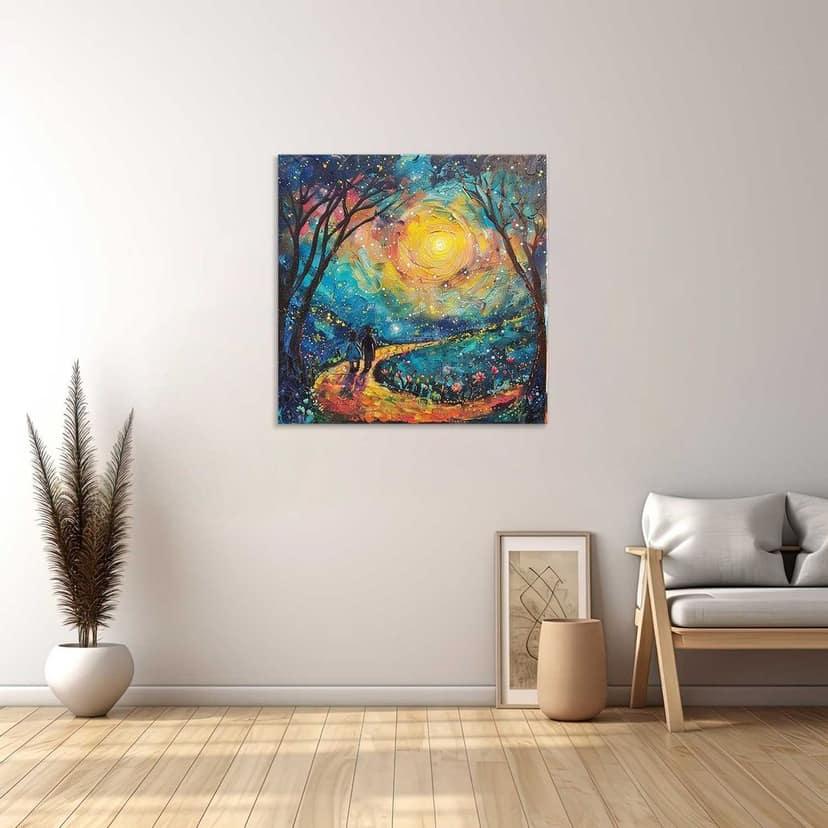 STARLIT JOURNEY PAINTING 24in X 24in WITH BLACK FRAME