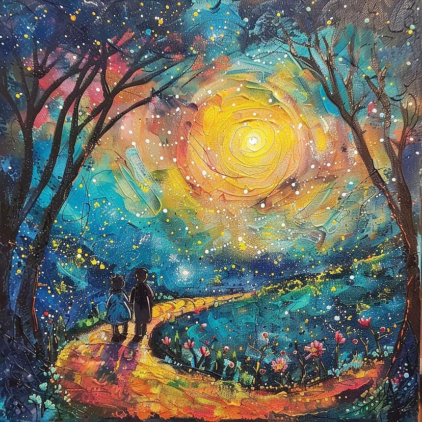 STARLIT JOURNEY PAINTING 24in X 24in WITH BLACK FRAME view 2