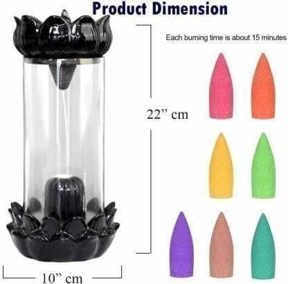 Ceramic Smoke Backflow Incense Burner Holder With 30 Cones (Pack of 1) view 6
