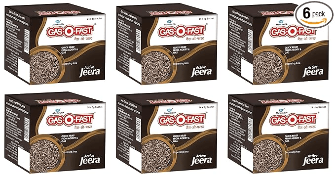 Mankind Gas-O-Fast For Relieving Acidity Active Jeera- 24x 5gSachet x Pack of 6