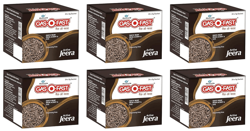 Mankind Gas-O-Fast For Relieving Acidity Active Jeera- 24x 5gSachet x Pack of 6 view 2