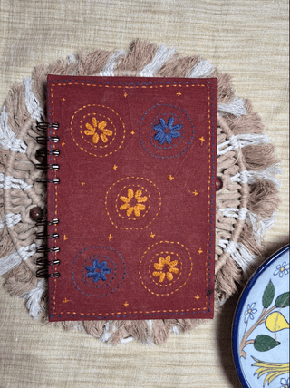 A5 Embroidered Cotton Spiral Notebook