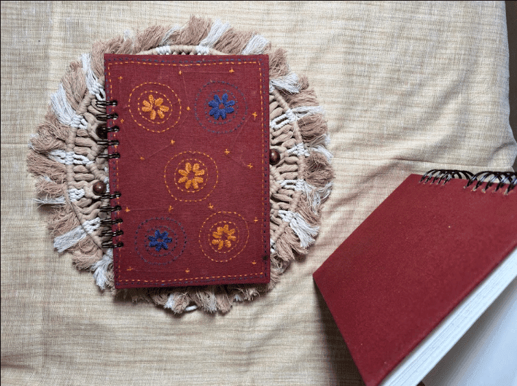 A5 Embroidered Cotton Spiral Notebook view 2