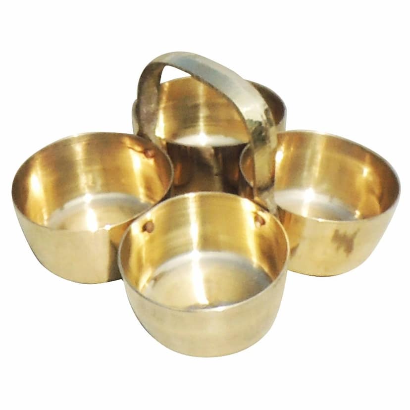 Brass Chokta Small 4 Bowl Combined (ZMAS142 C) view 3